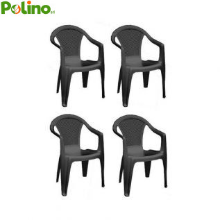 SET 4 SEDIE DA GIARDINO KORA IN POLIPROPILENE COLORE MOKA 55 X 54 X 82 CM