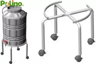 SUPPORTO CON RUOTE PER BIDONE INOX OLIO,CONTENITORE,FUSTO LT 25/30/50