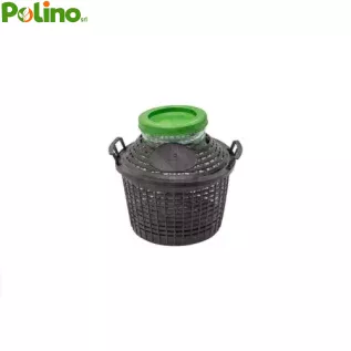 DAMIGIANA BOTTE BOCCA LARGA IN VETRO RIVESTITA IN PLASTICA CON TAPPO 5LT