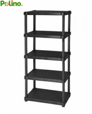 Scaffale in resina nero con 4 ripiani 143HX30X60 cm REGALUX ripostiglio garage