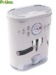 Scatola IN Metallo Macchina Del Caffe' Contenitore Caffè Barattolo Latta Vaso Stoccaggio Vintage Deposito - beige