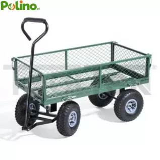 CARRELLO GIARDINO 4 RUOTE SPONDE RIBALTABILI METALLO 95x50x52.5cm