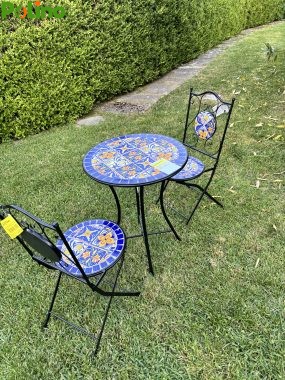 SET TAVOLO TONDO MOSAICO C/2 SEDIE CANNES